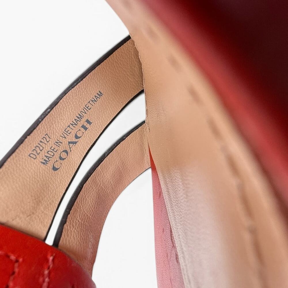 Coach Margaret Sandal Womens 6 Red Leather Studded Block Heel Ankle Strap - Picture 14 of 16